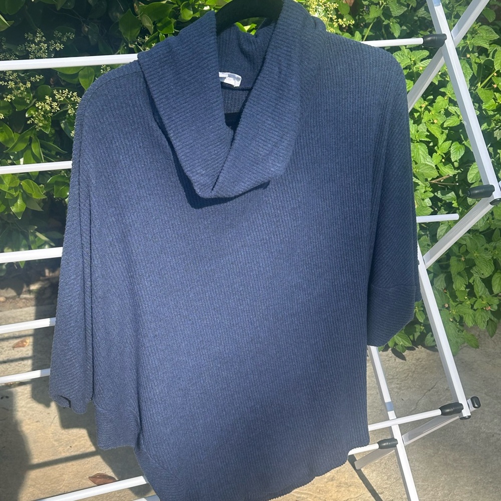 Women’s Navy Long Sleeve Cowl Neck Top